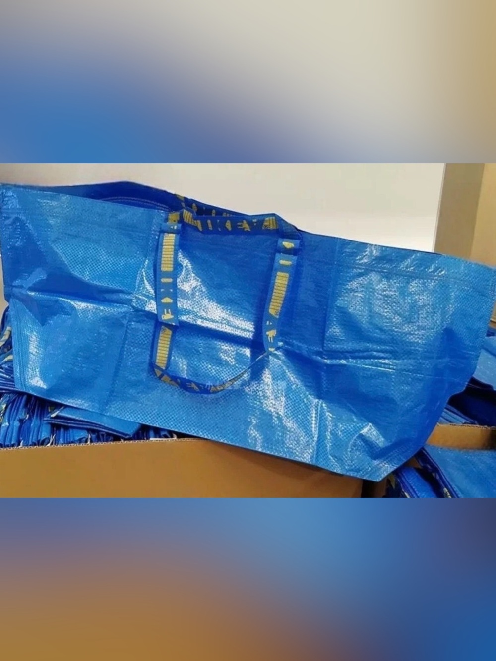 New IKEA FRAKTA Large 19-Gallon Blue Oversized Reusable Heavy Duty Tote/Bag